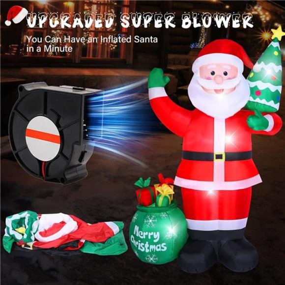 8 FT Christmas Inflatables Outdoor Decor, Blow up Santa Claus with LED Lights - Picture 6 of 6